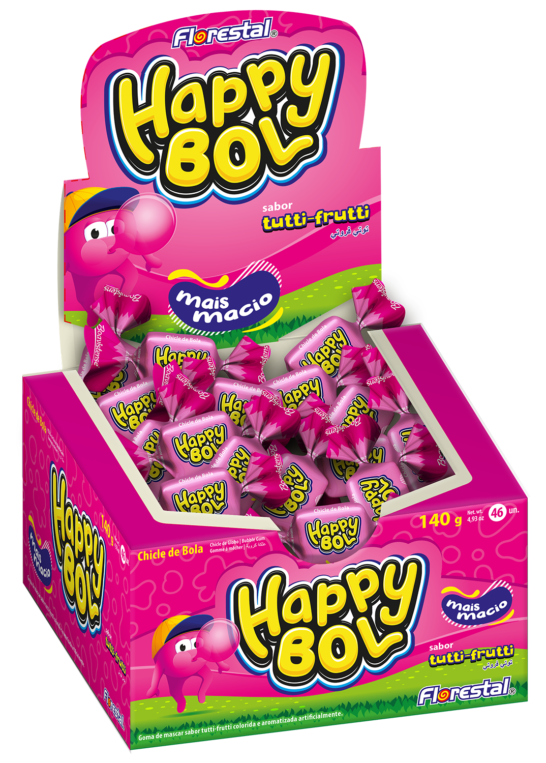 7896321026378 - CHICLE HAPPY BOL GUARDIOES 140G FLORESTAL