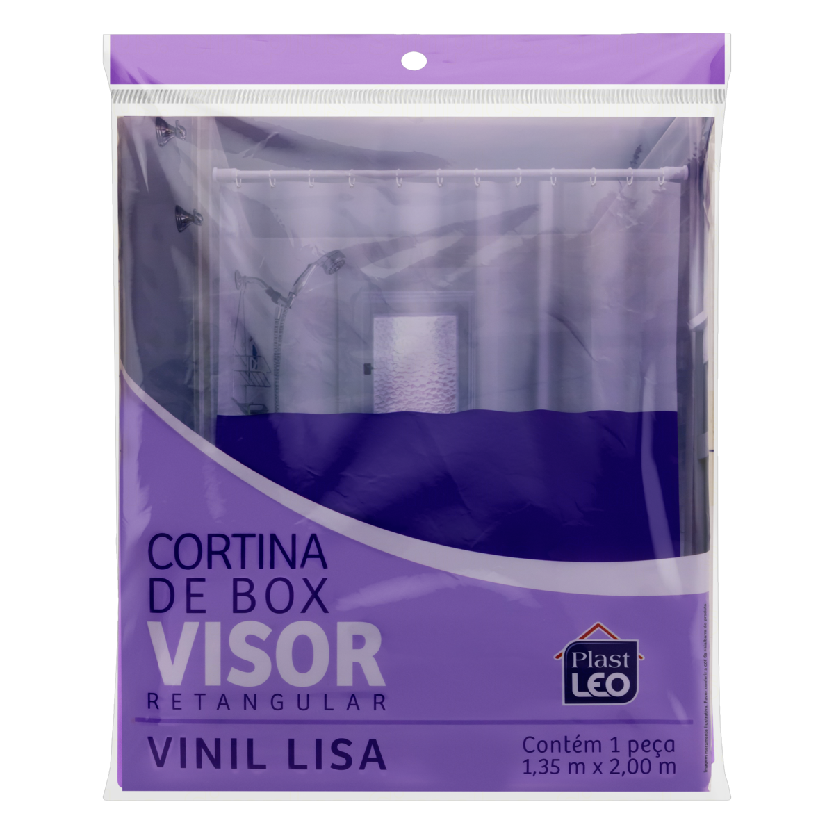 7896396116219 - CORTINA PARA BOX COM VISOR LILÁS LISA VINIL PLAST LEO 1,35M X 2,00M