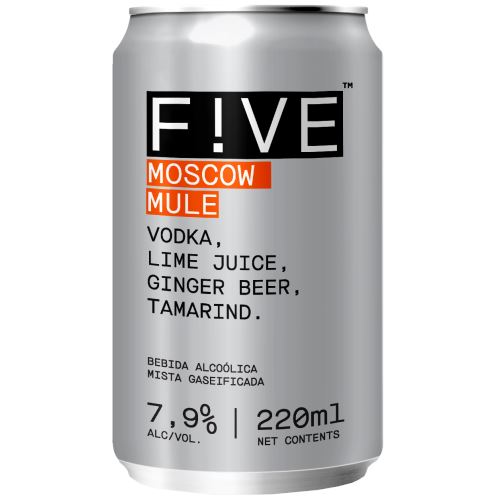 7896437905277 - PACK BEBIDA MISTA ALCOÓLICA GASEIFICADA MOSCOW MULE F!VE DRINKS CO LATA 4 UNIDADES 220ML CADA