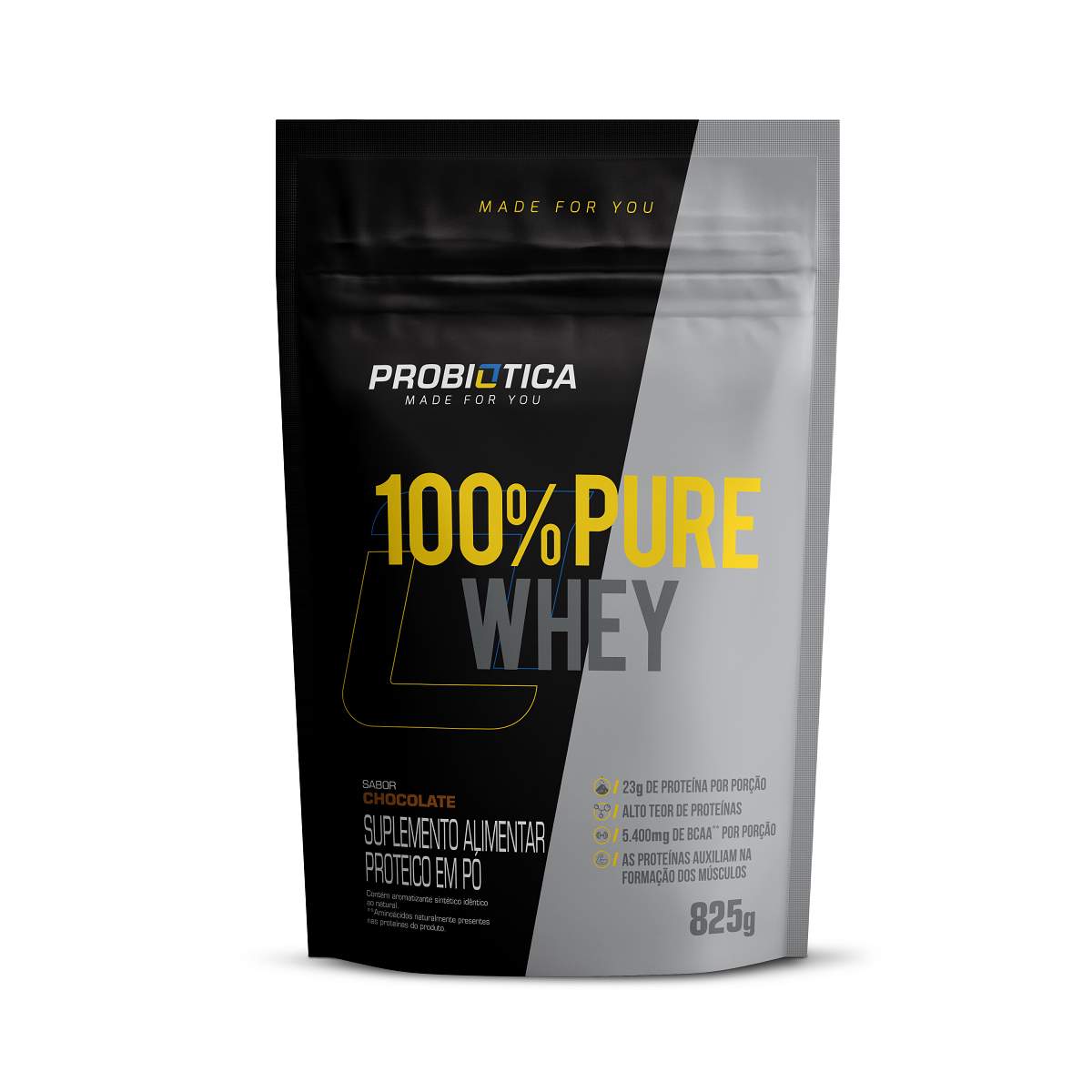 7896438210318 - 100% PURE WHEY CHOCOLATE POUCH 825G PROBIOTICA