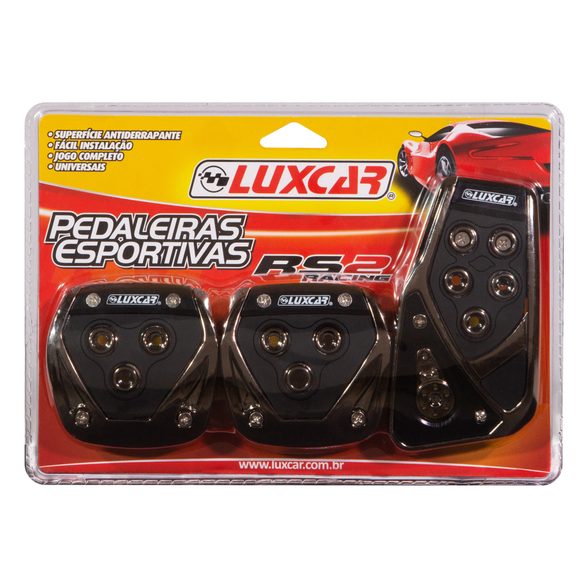 7896498588501 - JOGO PEDALEIRAS ESPORTIVAS LUXCAR RS2 RACING BLISTER 3 UNIDADES