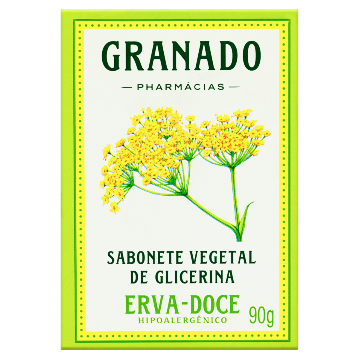 7896512905277 - SABONETE BARRA DE GLICERINA ERVA-DOCE GRANADO CAIXA 90G