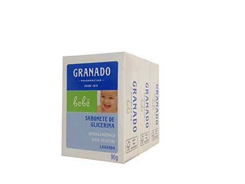 7896522911855 - LINHA BEBE GRANADO - SABONETE EM BARRA DE GLICERINA LAVANDA (3 X 90 GR) - (GRANADO BABY COLLECTION - LAVENDER GLYCERIN BAR SOAP NET (3 X 3.2 OZ))