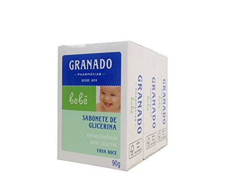 7896522911862 - LINHA BEBE GRANADO - SABONETE EM BARRA DE GLICERINA ERVA-DOCE (3 X 90 GR) - (GRANADO BABY COLLECTION - FENNEL GLYCERIN BAR SOAP NET (3 X 3.2 OZ))