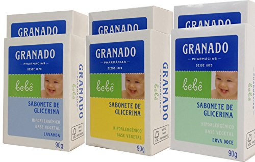 7896552911863 - LINHA BEBE GRANADO - SABONETE EM BARRA DE GLICERINA SORTIDOS (6 X 90 GR) - (GRANADO BABY COLLECTION - FENNEL GLYCERIN BAR SOAP NET (6 X 3.2 OZ))