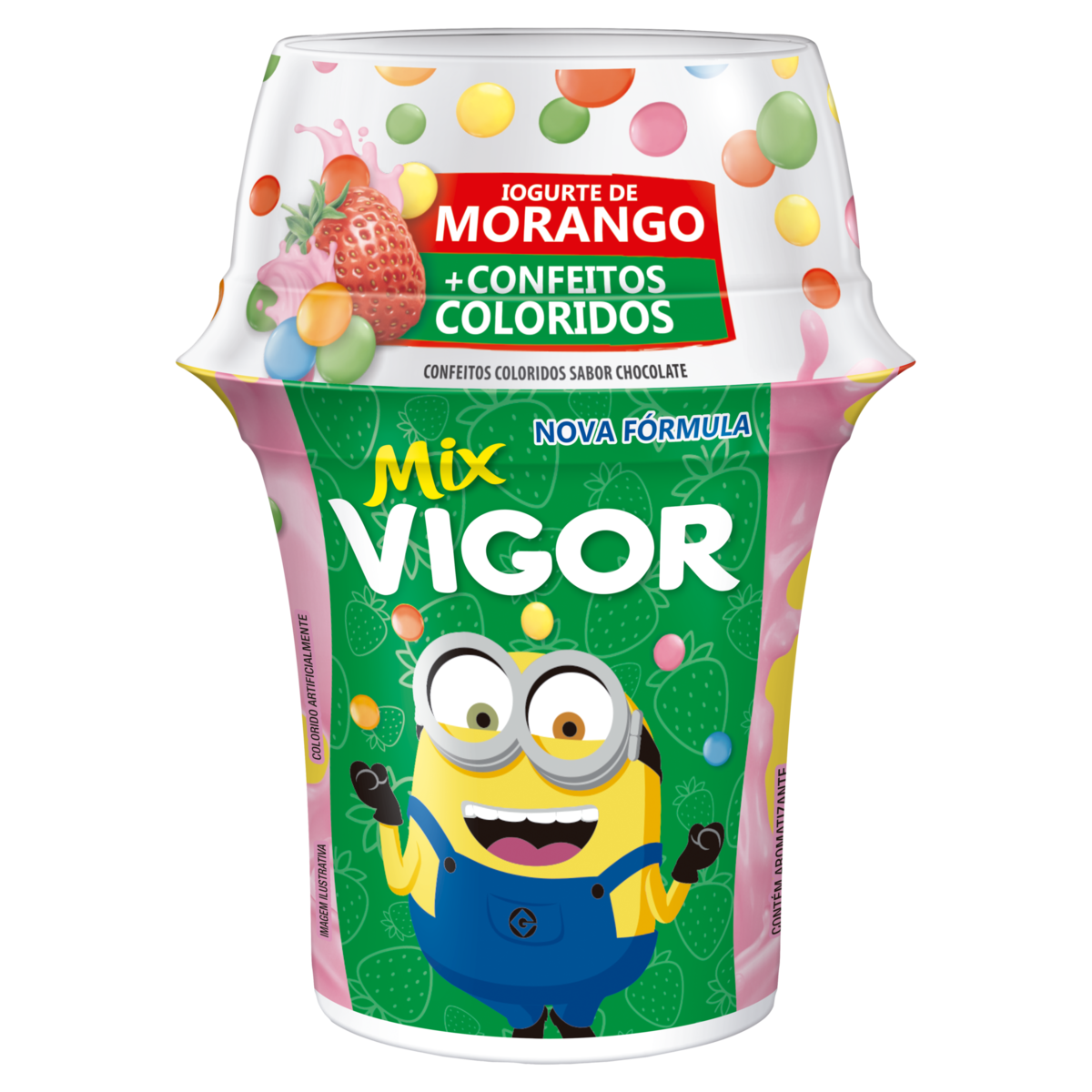 7896625210862 - IOGURTE MORANGO COM CONFEITOS COLORIDOS VIGOR MIX COPO 140G
