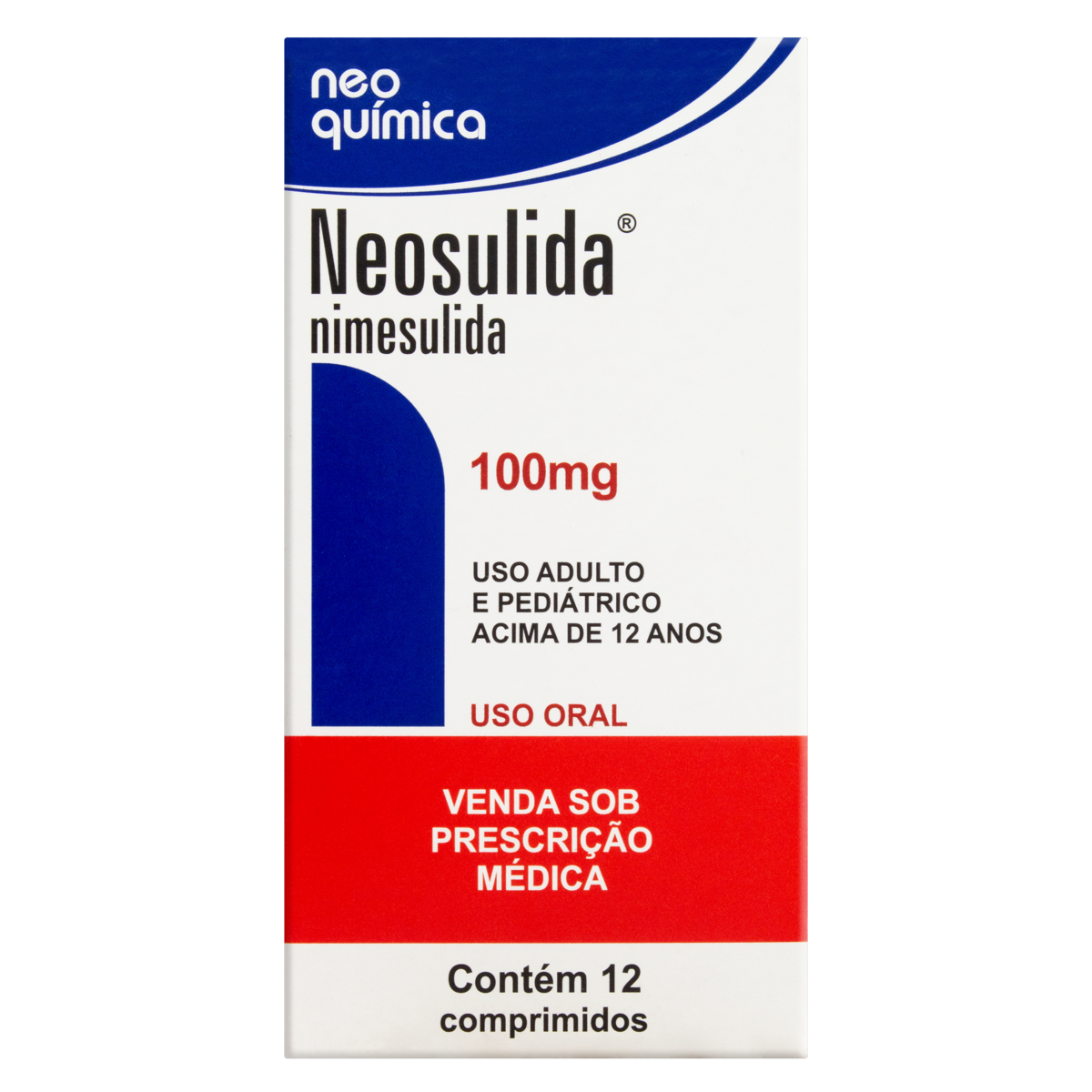 Nimesulida Neo Química 100mg, caixa com 12 comprimidos