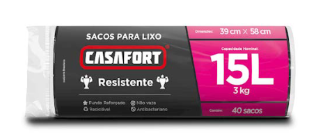 7896749300364 - SACO DE LIXO CASAFORT RL EC 15LTS PR C/40