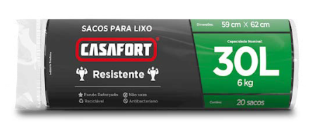 7896749300371 - SACO DE LIXO CASAFORT RL EC 30LTS PR C/20