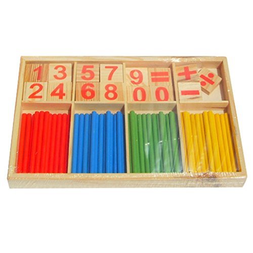 7896871255532 - HAPPY CHERRY WOODEN TEACHING LEARNING TOYS NUMBER CARDS AND COUNTING RODS WITH BOX