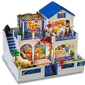 7896871255655 - KIT WOOD DOLLHOUSE MINIATURE DIY HOUSE LARGE VILLA WITH FURNITURES AND LIGHTS NEW GIFT