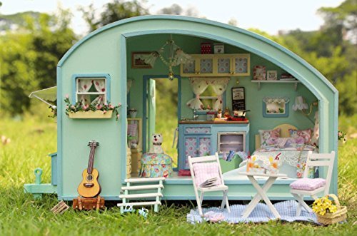 7896871256614 - CUTEROOM DIY WOODEN DOLLHOUSE MINIATURE KIT DOLL HOUSE MOTOR HOME WITH COVER+MUSIC+VOICE CONTROL--TIME TRAVAL