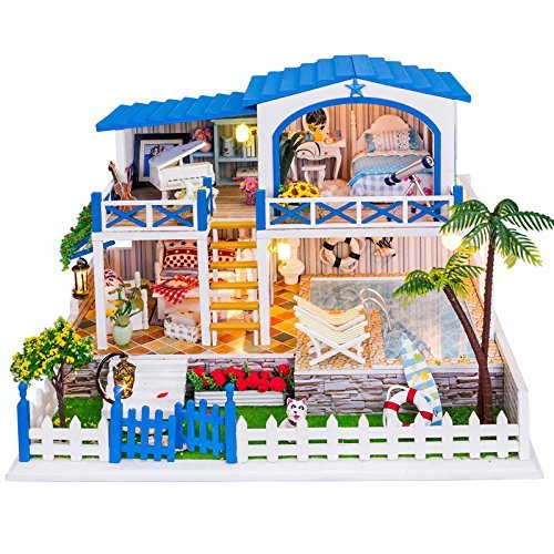 7896871256621 - CUTEROOM WOODEN DOLLHOUSE MINIATURE DIY HOUSE KIT WITH FURNITURE IDEA GIFT--HOLIDAY IN EUROPE