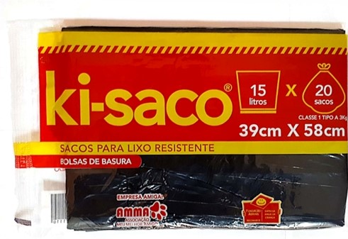 7896890300305 - SACO LIXO KI-SACO PRETO 15L C/20