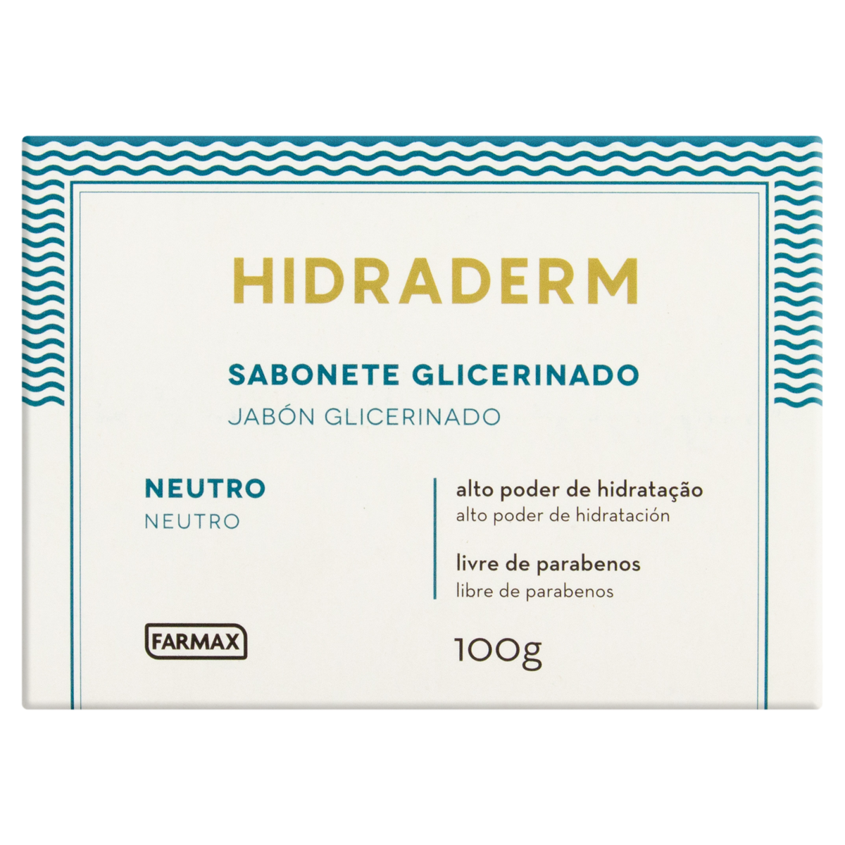 7896902201361 - SABONETE BARRA GLICERINADO NEUTRO FARMAX HIDRADERM CAIXA 100G