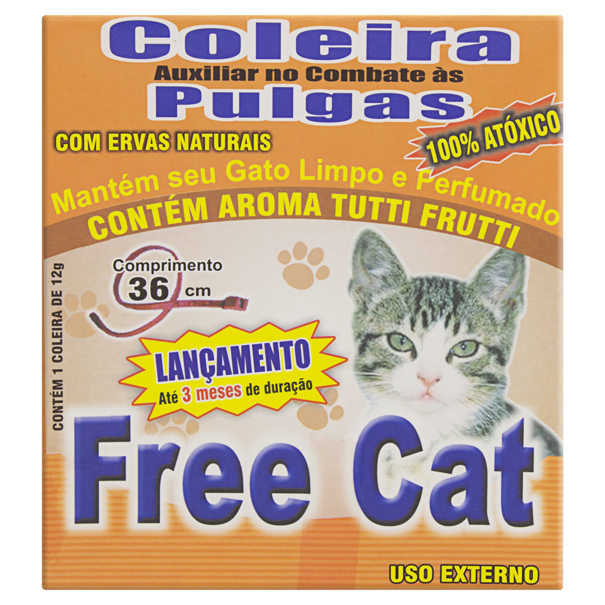 7896917235962 - COLEIRA ANTIPULGAS PARA GATOS TUTTI FRUTTI FREE CAT 36CM