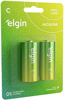 7897013534225 - PILHA ALCALINA ELGIN ENERGY C 2 UNIDADES 1.5V