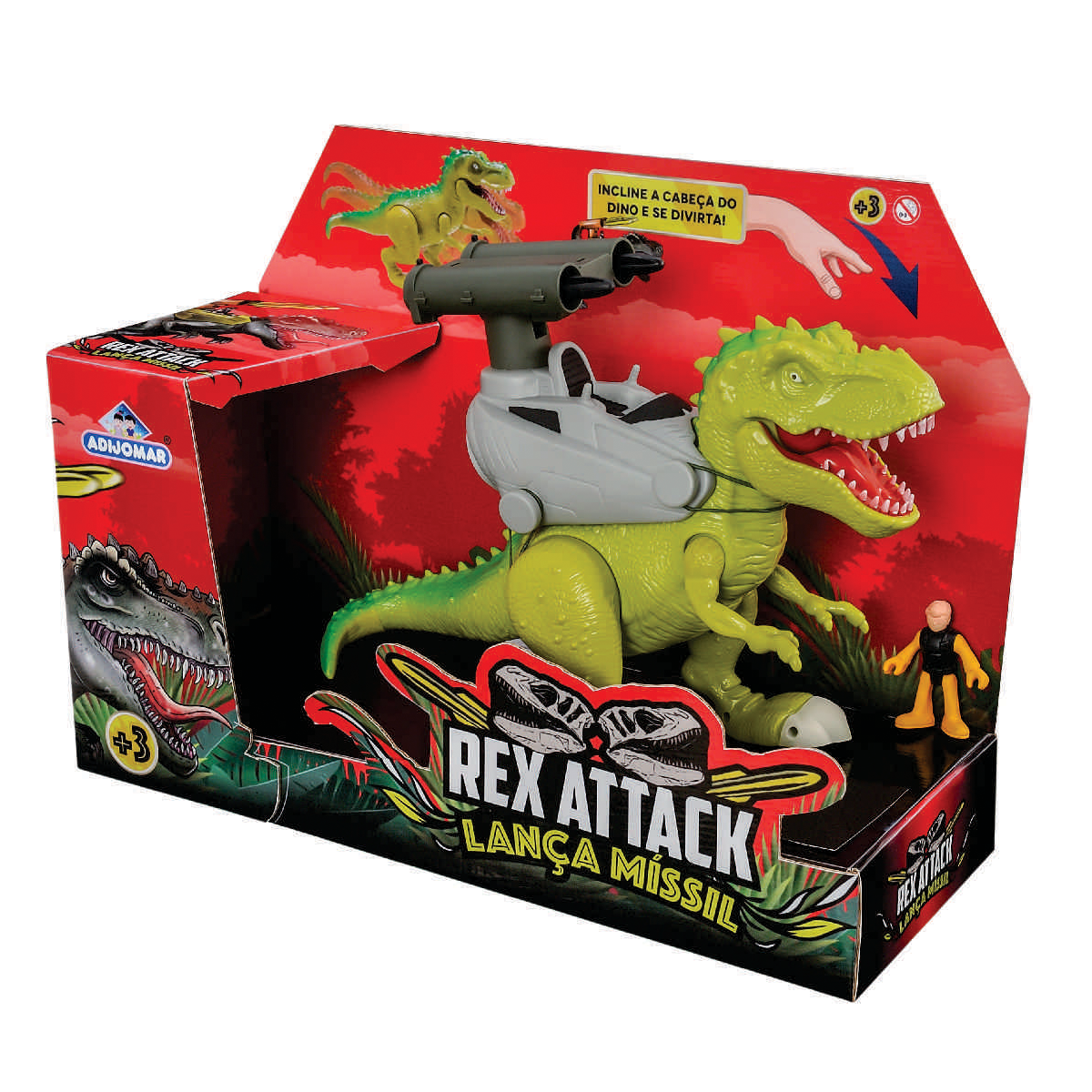 Modelo de jogo com t-rex em segundo plano