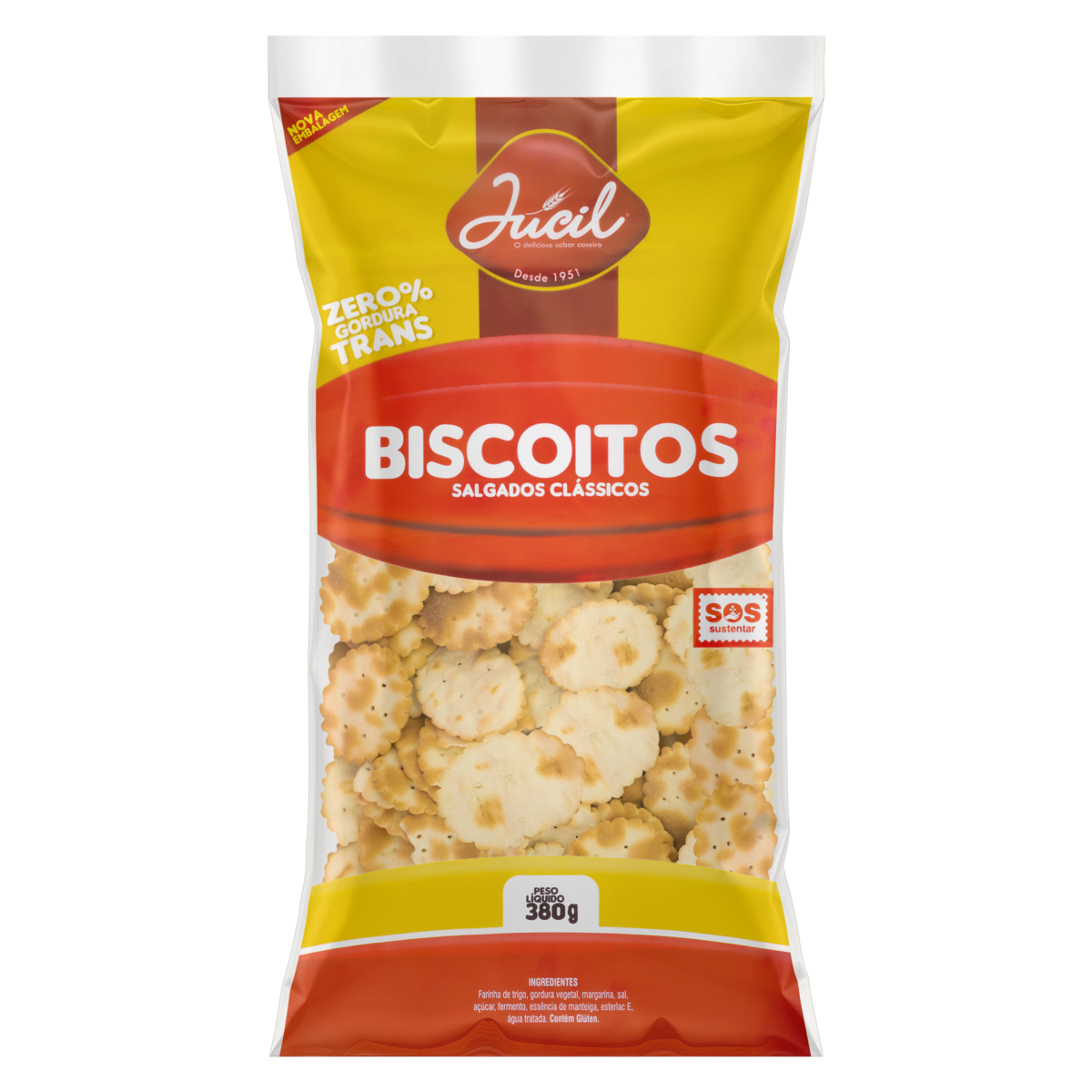 7897080310197 - BISCOITO CLÁSSICO JUCIL PACOTE 380G
