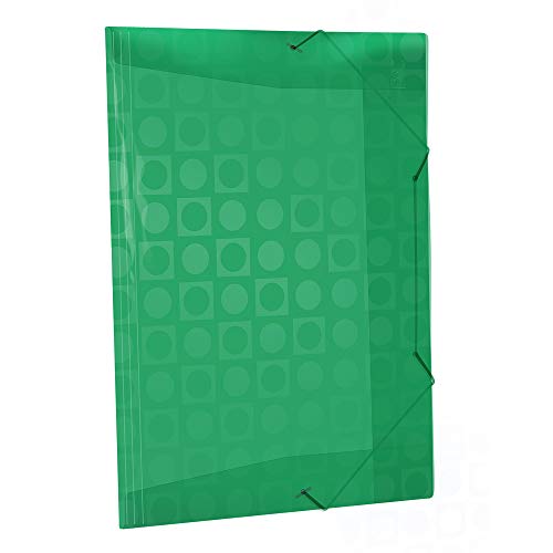 7897237376878 - GREEN PLASTIC (PP) FILE FOLDERS WITH ELASTIC CLOSURE - 5 PACK