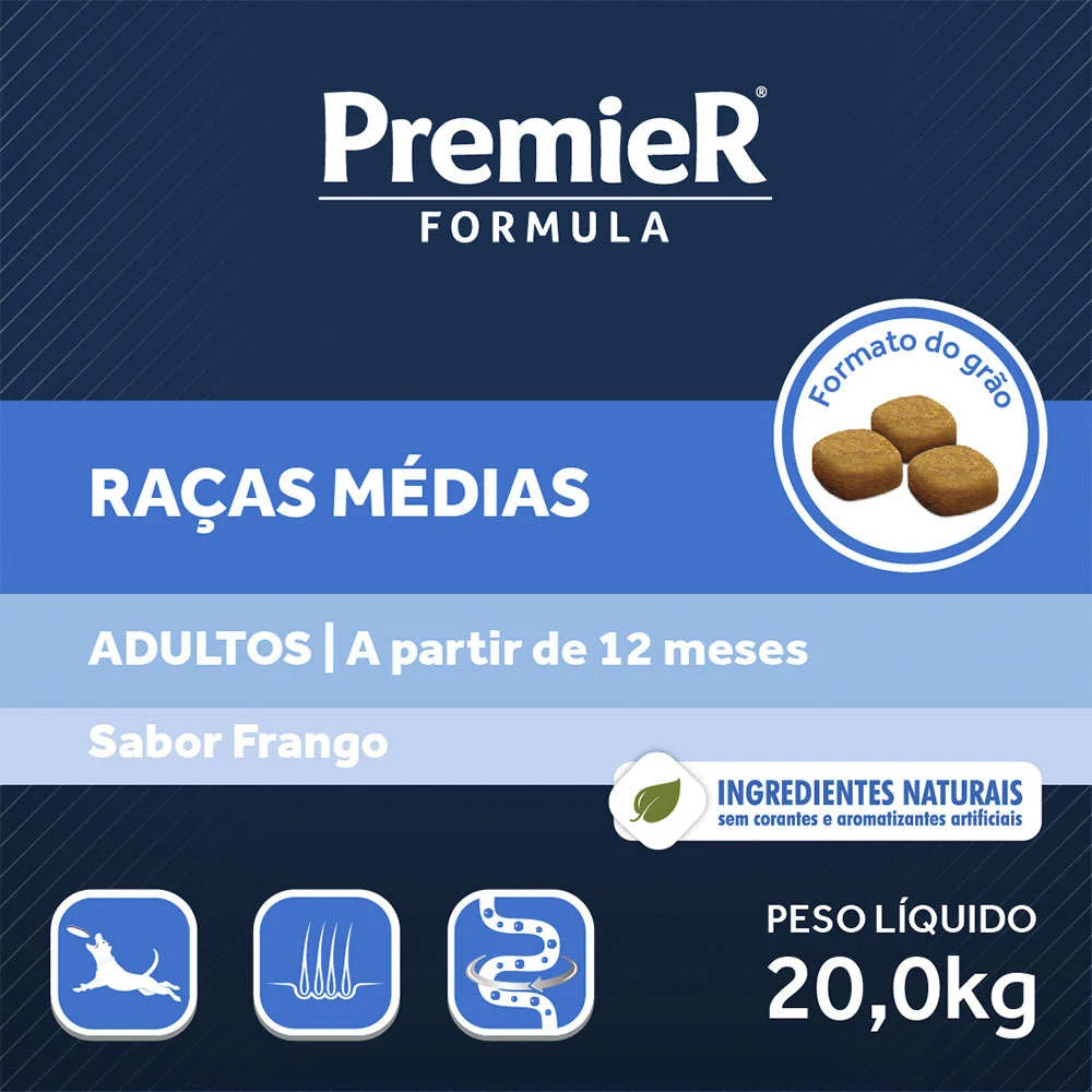 7897348200833 - PREMIER FORMULA CAES ADDULTO RAÇAS MEDIAS 20KG - 27