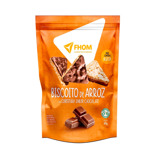 7897701102835 - BISCOITO DE ARROZ INTEGRAL COBERTURA CHOCOLATE FHOM POUCH 60G