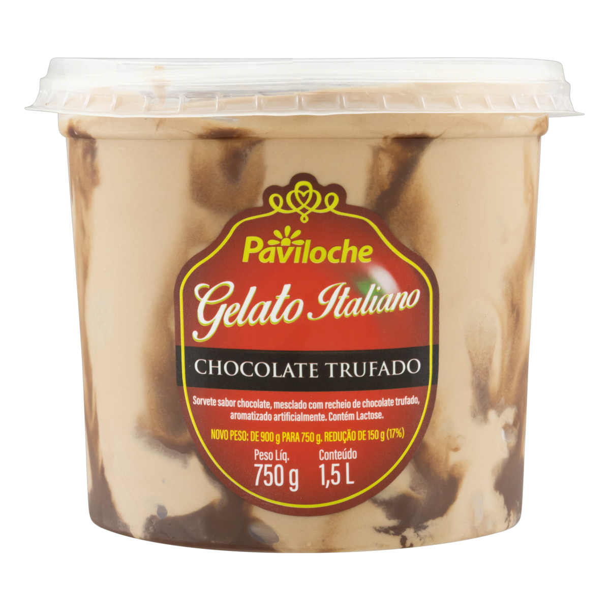7897763510739 - GELATO ITALIANO CHOCOLATE TRUFADO PAVILOCHE POTE 1,5L