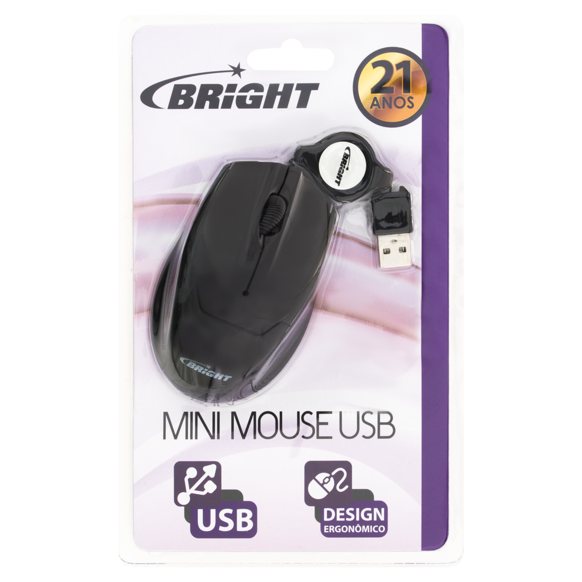 7897982205997 - MOUSE COM FIO USB PRETO BRIGHT