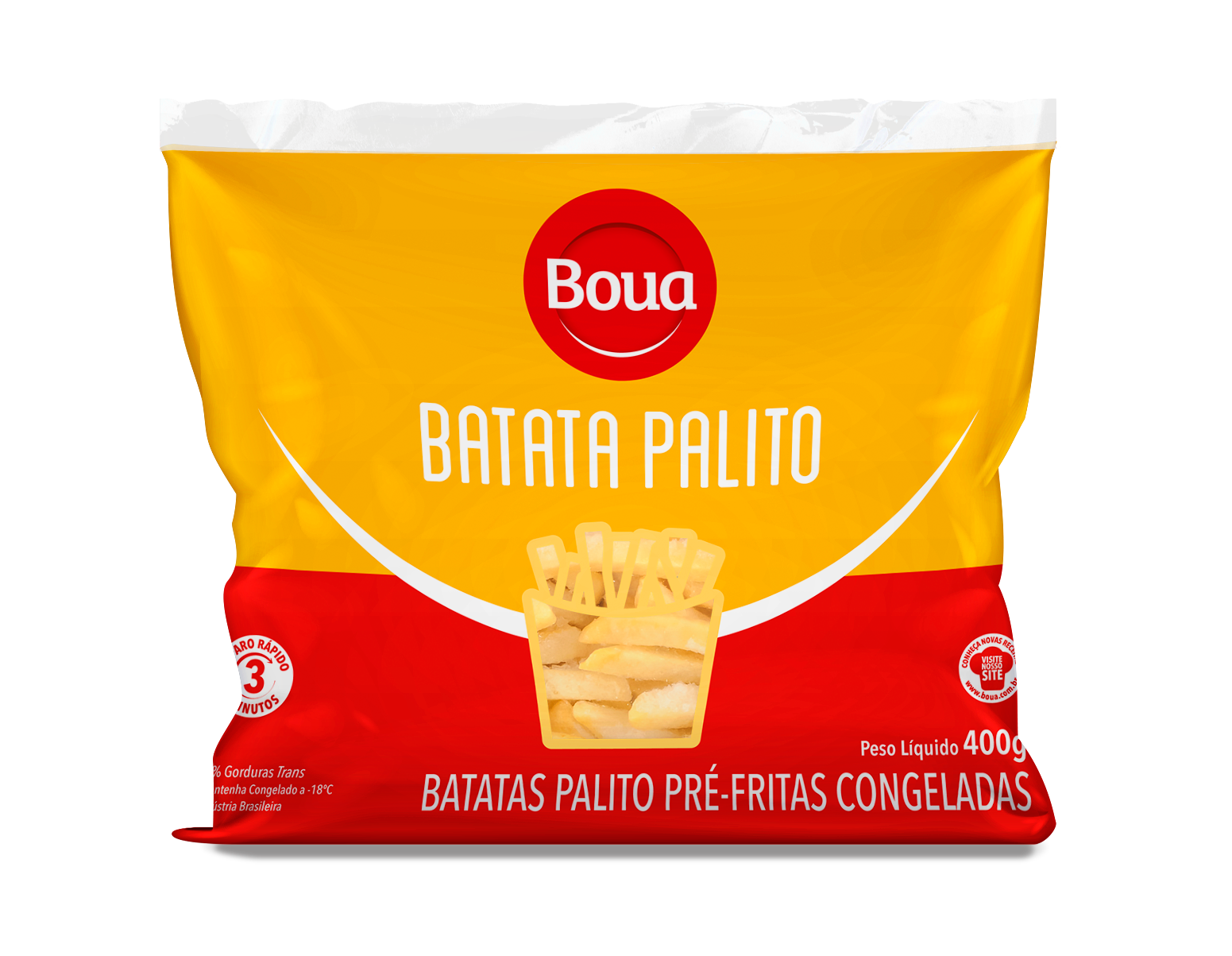 7898040081850 - BATATA PRÉ-FRITA PALITO CONGELADA BOUA PACOTE 400G