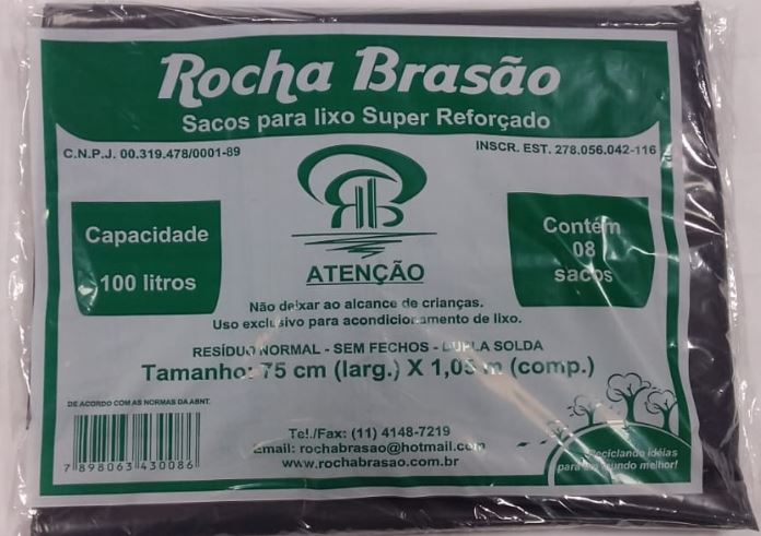 7898063430086 - SACO LIXO ROCHA BRASAO REFORCADO