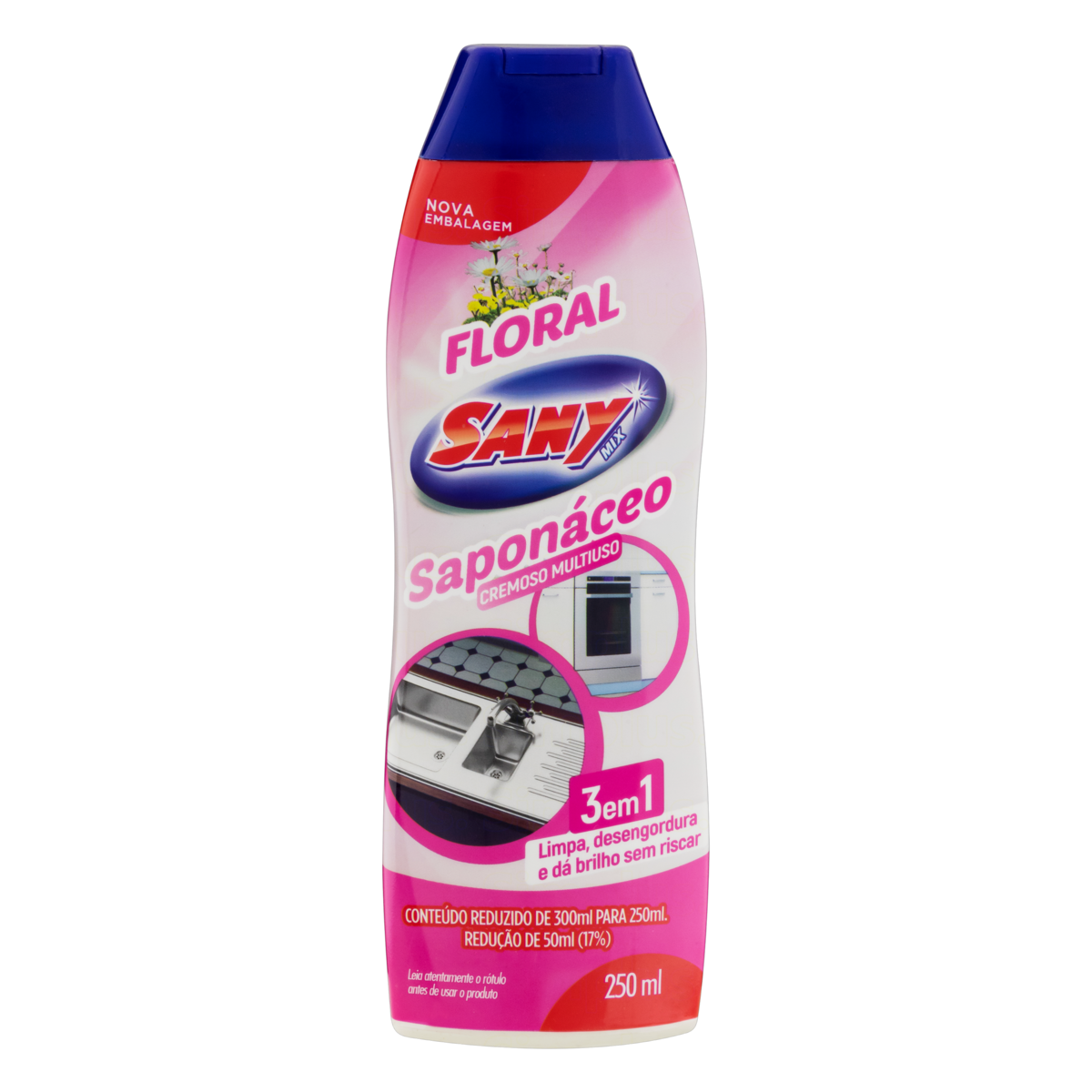 7898065737961 - SAPONÁCEO CREMOSO MULTIUSO FLORAL SANY MIX SQUEEZE 250ML