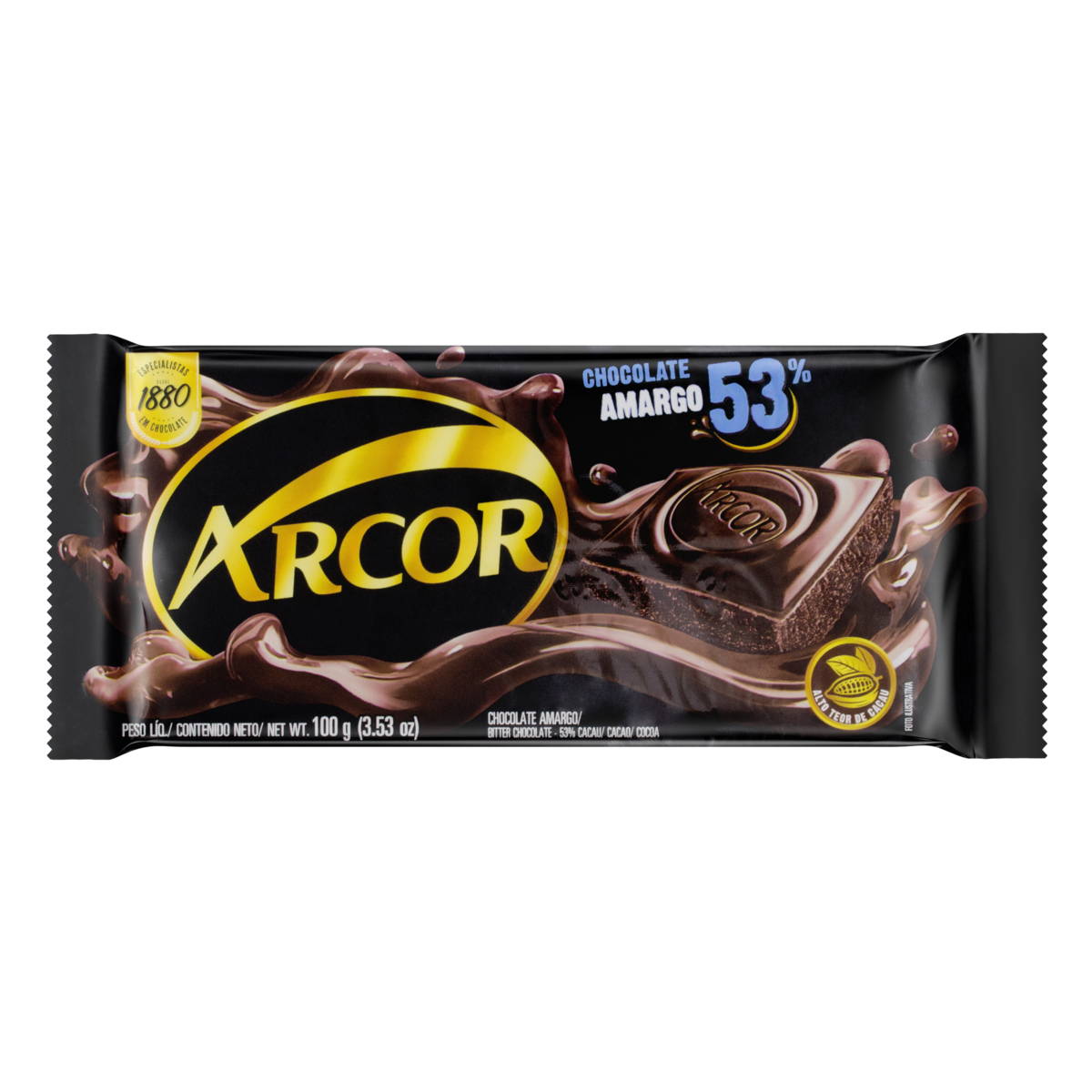 7898142861787 - CHOCOLATE AMARGO 53% CACAU ARCOR PACOTE 100G