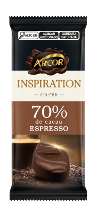 7898142866003 - CHOCOLATE AMARGO 70% CACAU ESPRESSO ARCOR INSPIRATION CAFÉS PACOTE 80G