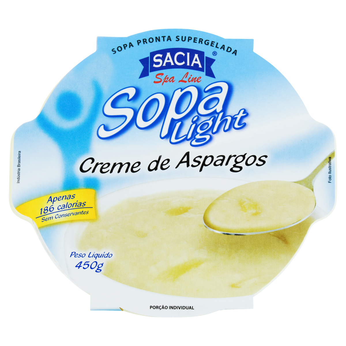 7898148776238 - SOPA CONGELADA CREME DE ASPARGOS LIGHT SACIA SPA LINE POTE 450G