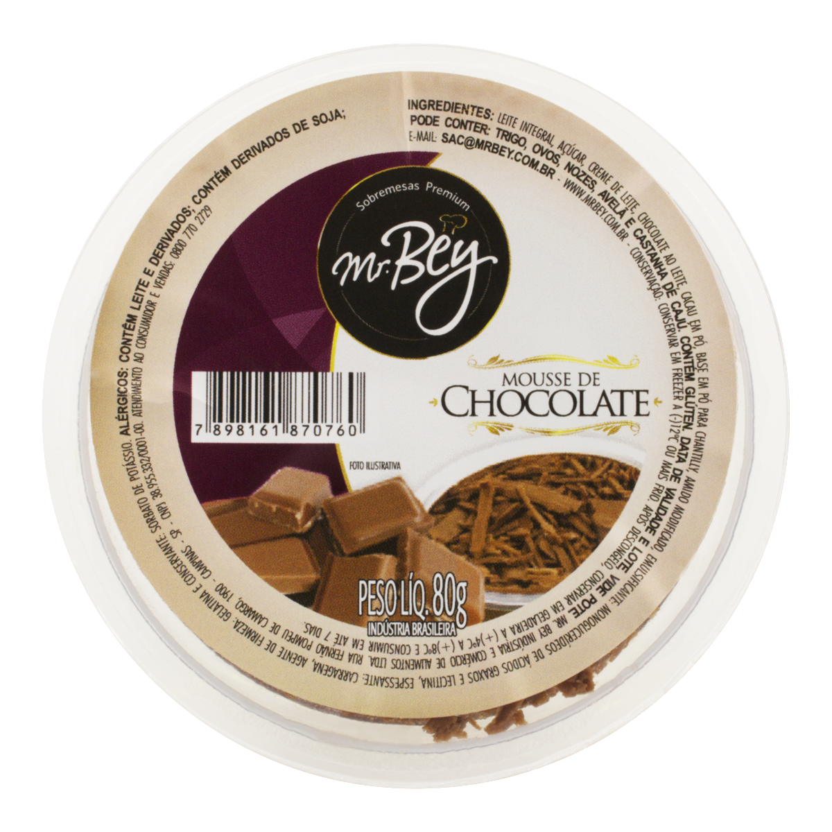 7898276555118 - MOUSSE MR BEY 80G CHOCOLATE
