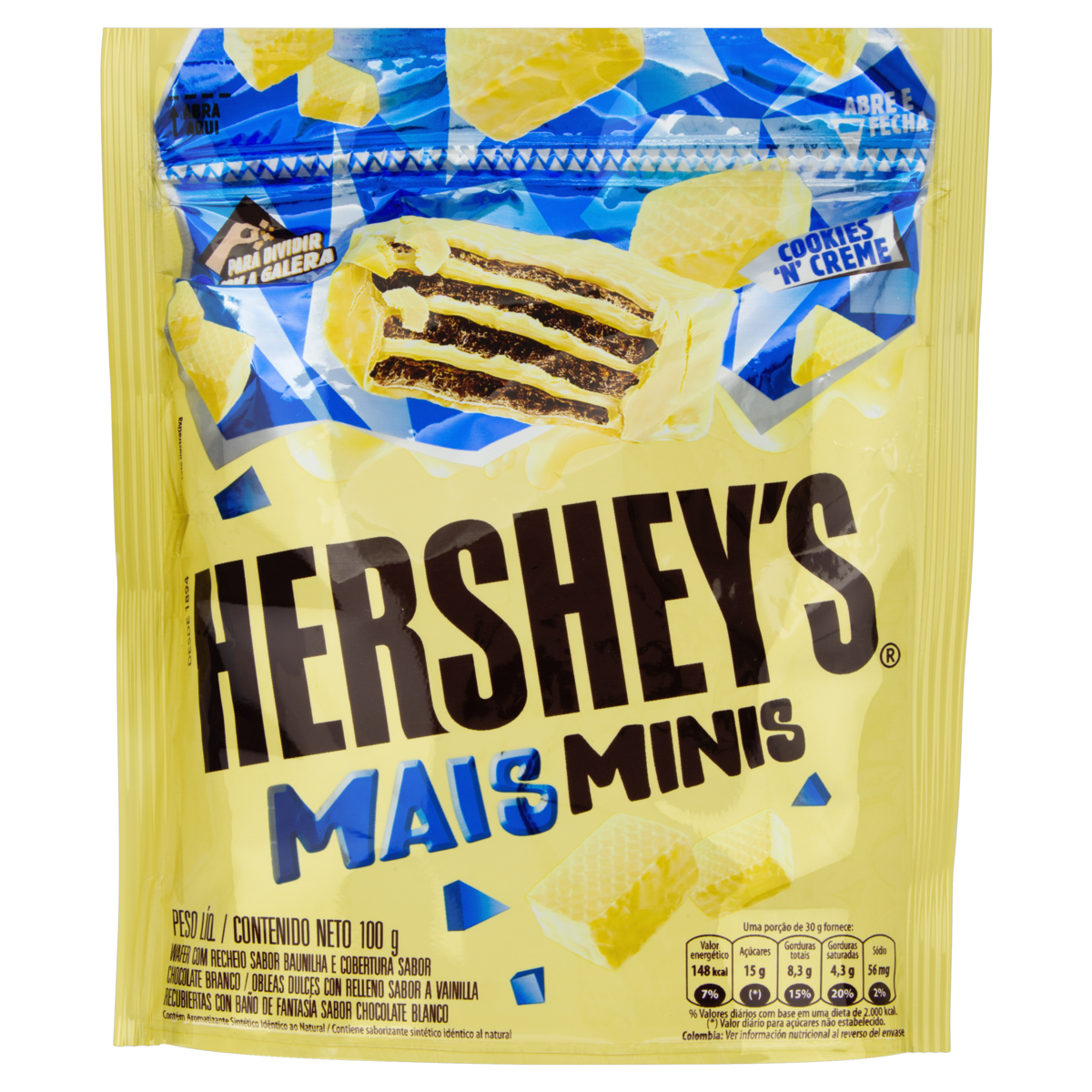 7898292887354 - WAFER COOKIES N CREME HERSHEYS MAIS MINIS POUCH 100G