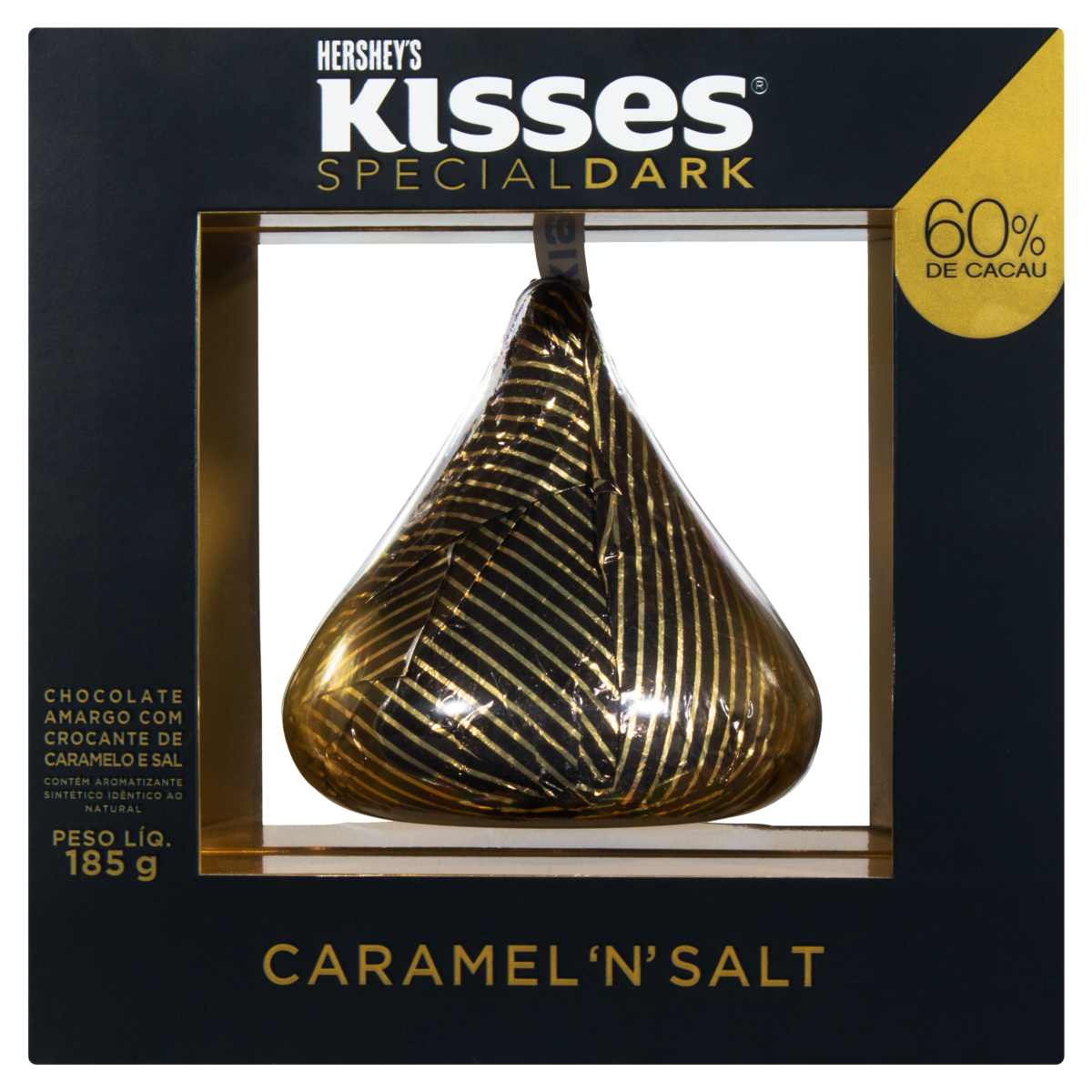 7898292889730 - CHOCOLATE AMARGO 60% DE CACAU CARAMEL N SALT HERSHEYS KISSES SPECIAL DARK CAIXA 185G