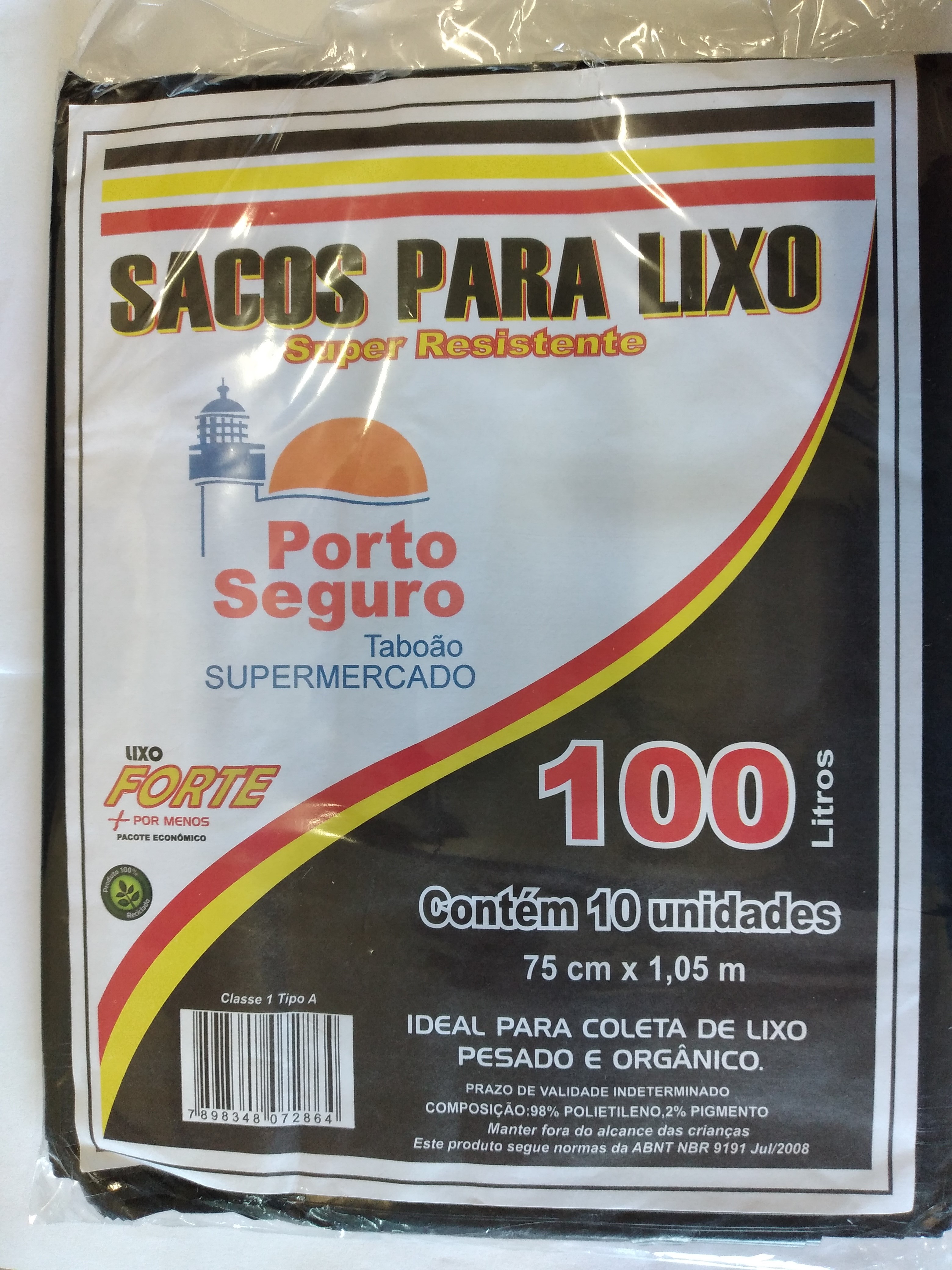 7898348072864 - SACO LIXO FORTE 100LTS C/10 PCT