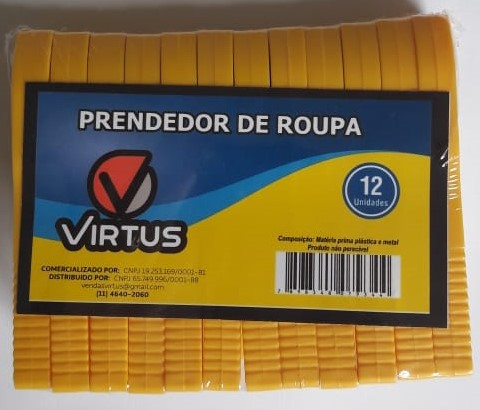 7898348079344 - PRENDEDOR DE ROUPA VIRTUS C/12 PLASTICO