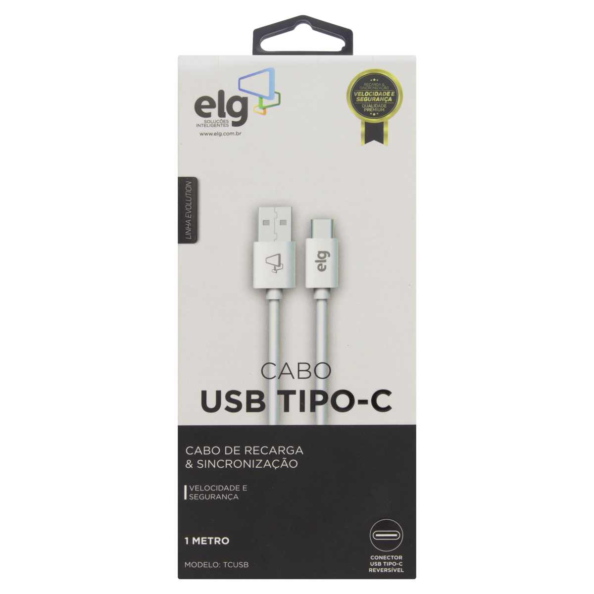7898378704513 - CABO USB TIPO C BRANCO TCUSB ELG EVOLUTION