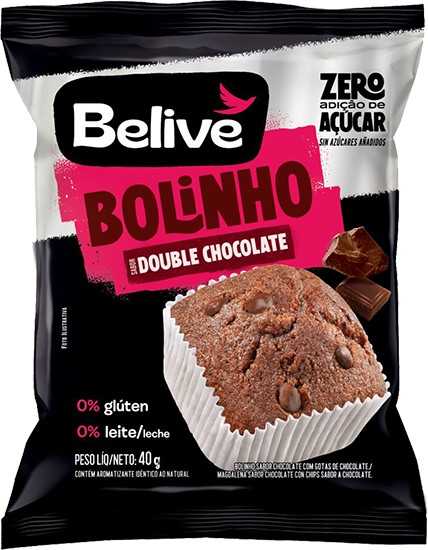 7898380411119 - BOLINHO BELIVE MUFFIN 40G CHOC.DOUBLE