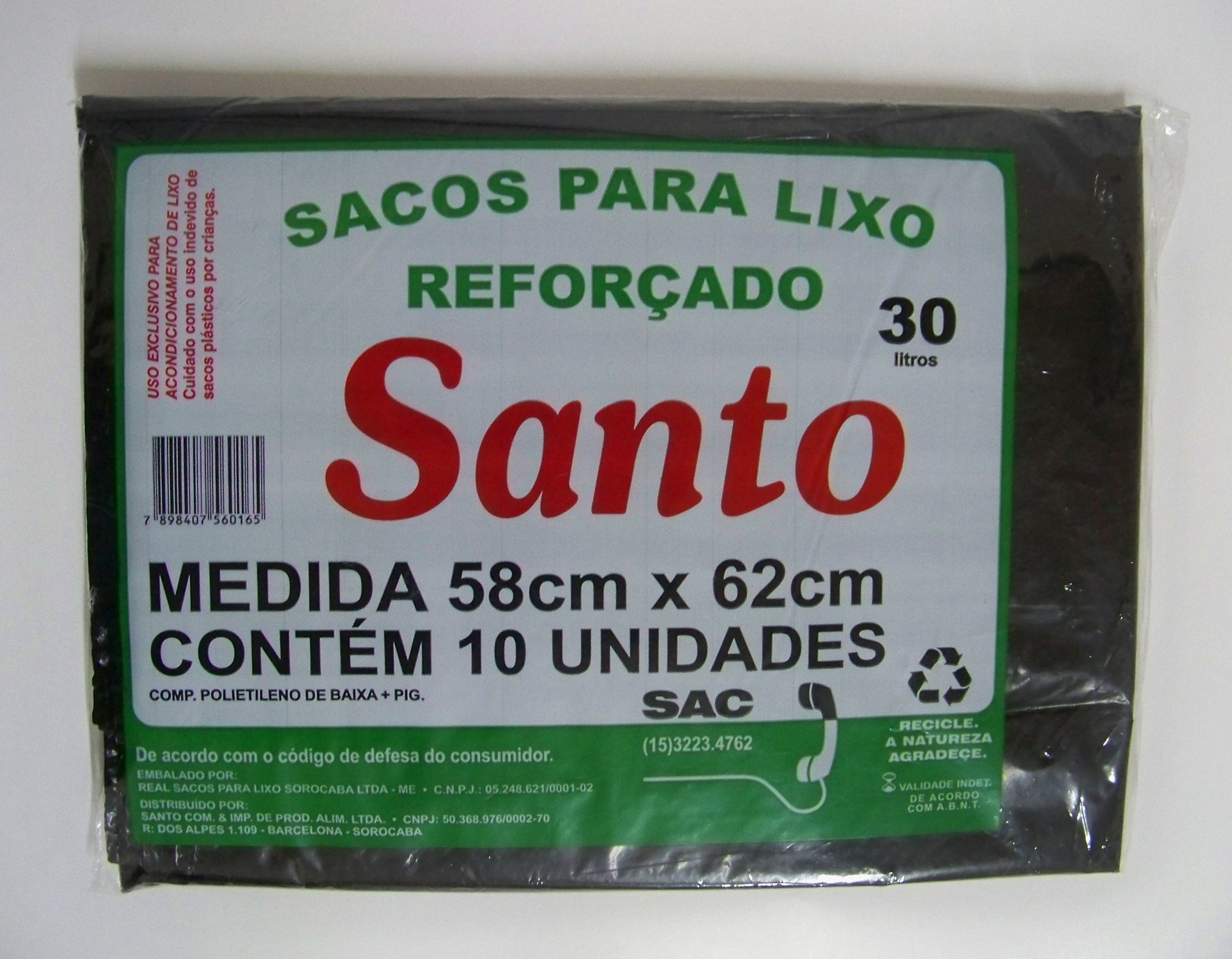 7898407560165 - SACOS P/ LIXO SANTO 30 LTS - 25X10