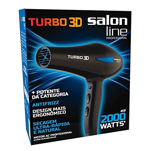7898524344471 - SECADOR DE CABELO SALON LINE TURBO 3D PRETO - 1900W