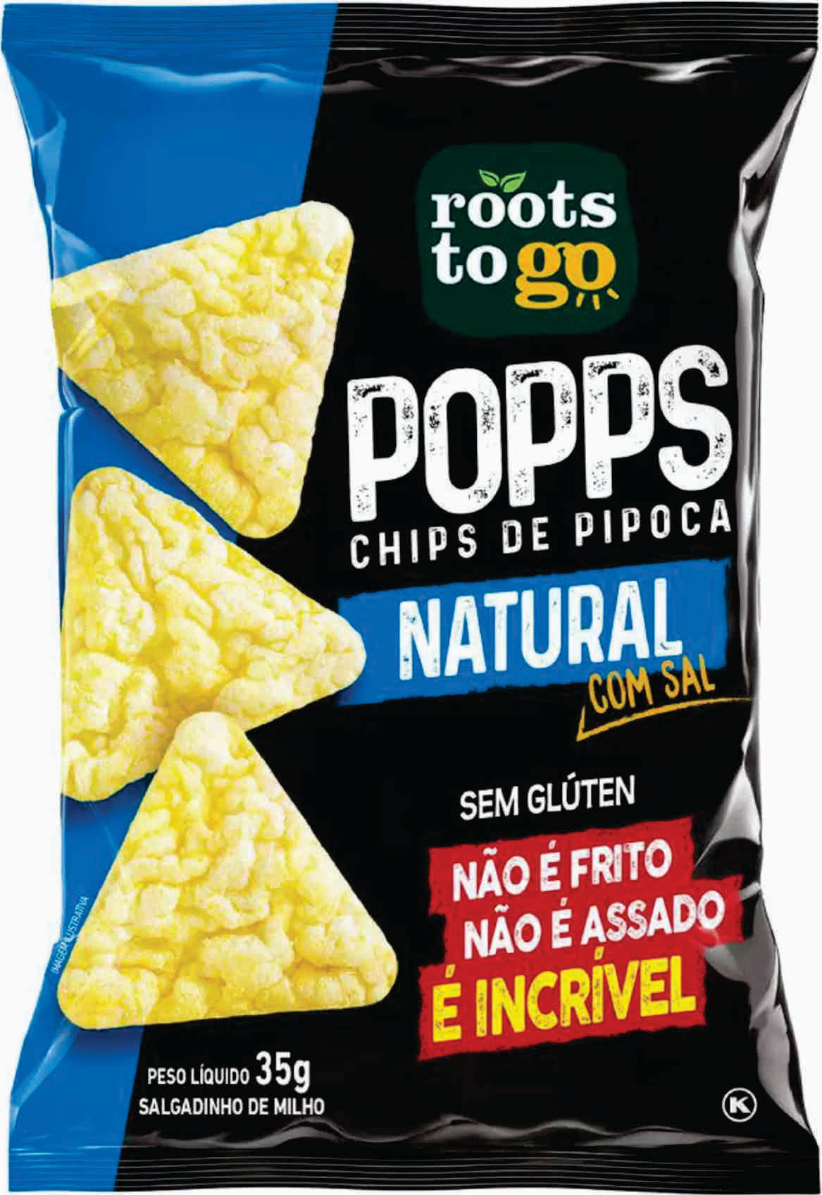 7898557010367 - CHIPS DE PIPOCA NATURAL ROOTS TO GO POPPS PACOTE 35G
