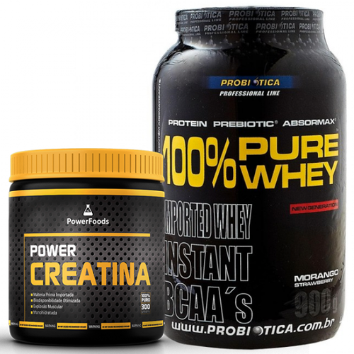7898583660833 - COMBO POWER CREATINA - POWERFOODS 100 PURE WHEY PROTEIN - 900G - PROBIÓTICA