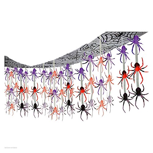 0789859036919 - 12FT SPIDER FRENZY HALLOWEEN SPOOKY CEILING HANGING PARTY DECORATION