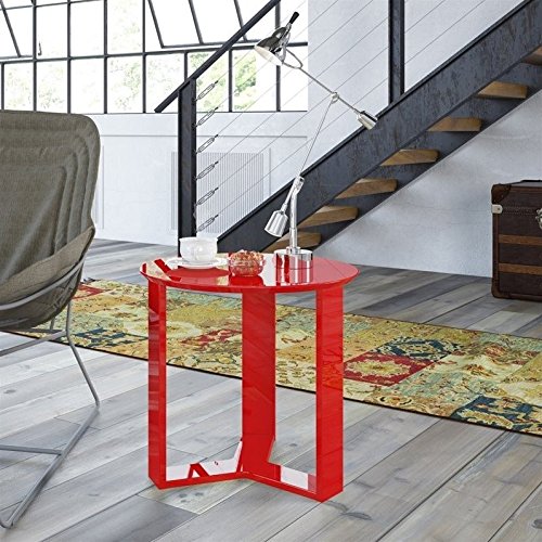 7898594053624 - MANHATTAN COMFORT MADISON 2.0 SERIES ROUND END TABLE IN RED