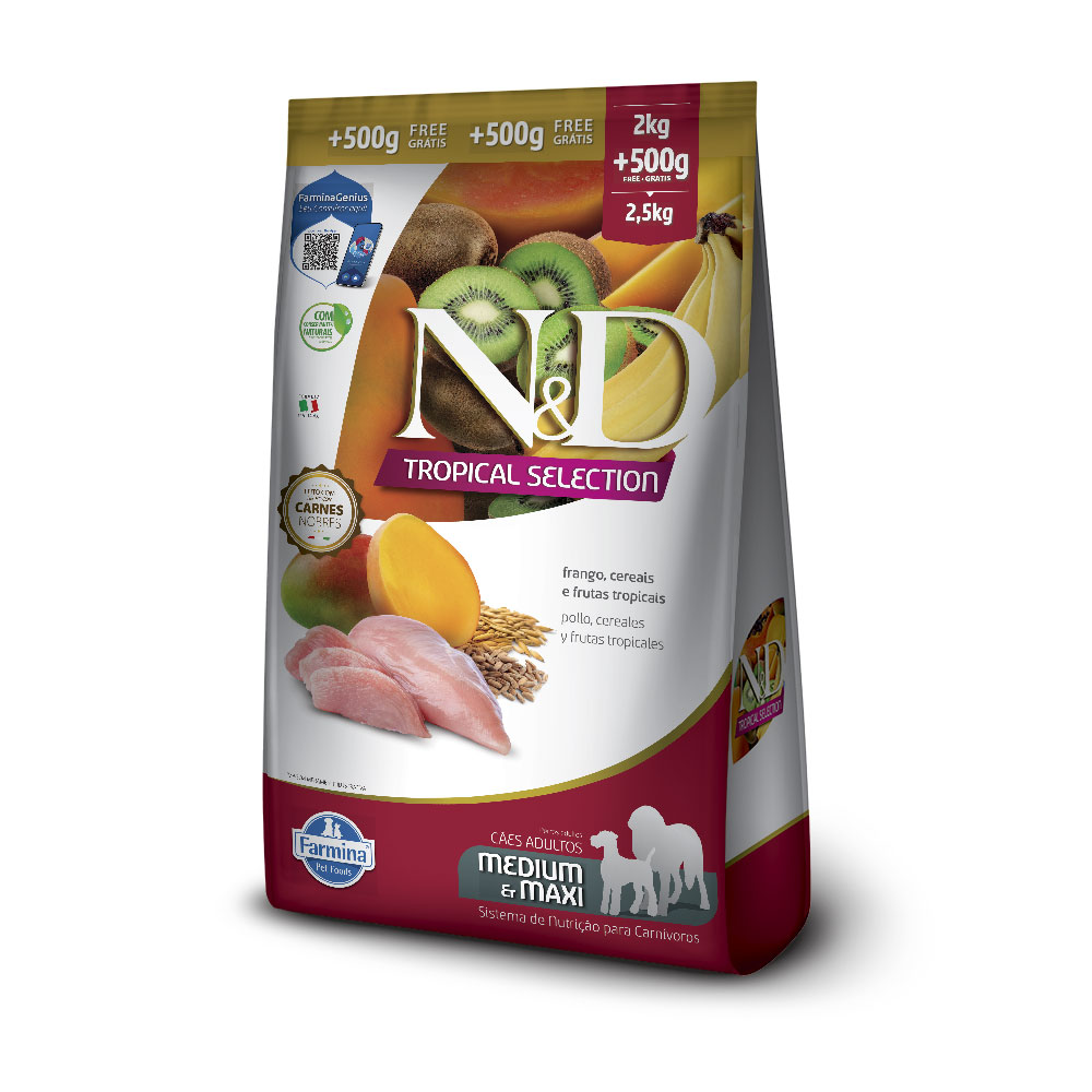 7898604437208 - ND TROPICAL SELECTION CAN ADULT MD/MX FRANGO 2+0,5KG
