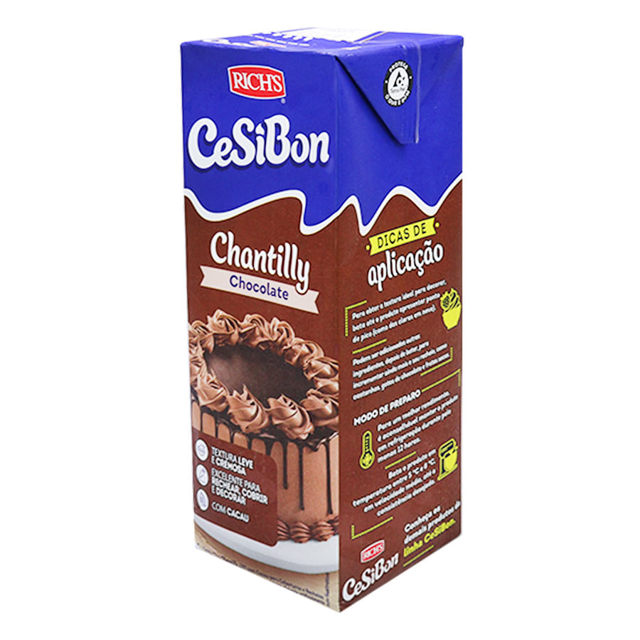 7898610603901 - CREME CHANTILLY SABOR CHOCOLATE CESIBON RICHS 1L