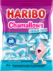 7898629570393 - MARSHMALLOW ALGODÃO DOCE CABLES BLUE HARIBO CHAMALLOWS PACOTE 80G